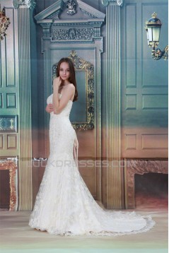 Strapless Satin Lace Mermaid/Trumpet New Arrival Wedding Dresses 2031352
