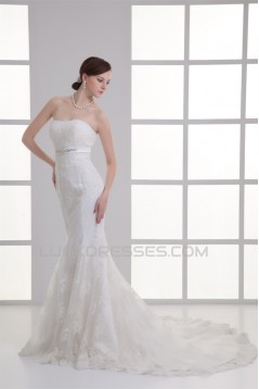 Soft Sweetheart Satin Lace Mermaid/Trumpet Beautiful Wedding Dresses 2031361