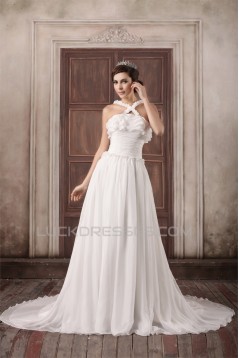 Straps Chiffon Elastic Woven Satin A-Line New Arrival Wedding Dresses 2031374