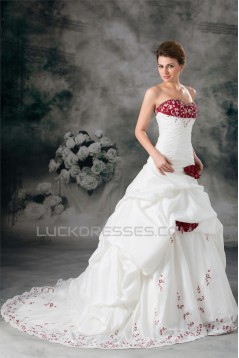 Sweetheart A-Line Sleeveless Taffeta Wedding Dresses 2031379