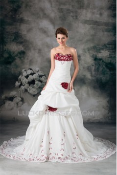 Sweetheart A-Line Sleeveless Taffeta Wedding Dresses 2031379