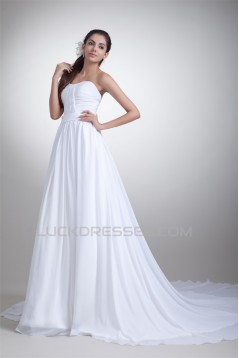 Sweetheart Chiffon Satin Sleeveless A-Line Wedding Dresses 2031382
