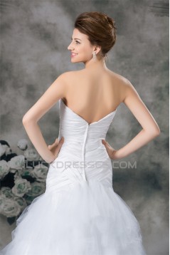 Sweetheart Satin Fine Netting Sleeveless Wedding Dresses 2031384