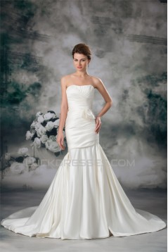 Sweetheart Satin Sleeveless Mermaid/Trumpet Wedding Dresses 2031388