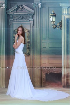 Sweetheart Sleeveless Chiffon Satin Sheath/Column Wedding Dresses 2031391