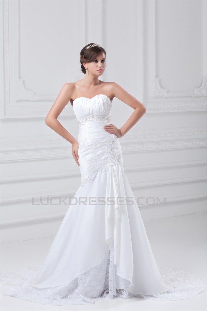 Sweetheart Sleeveless Mermaid/Trumpet Lace Taffeta Embellished Wedding Dresses 2031392