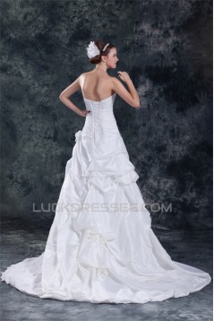 Taffeta Sleeveless A-Line Sweetheart Lace Wedding Dresses 2031402