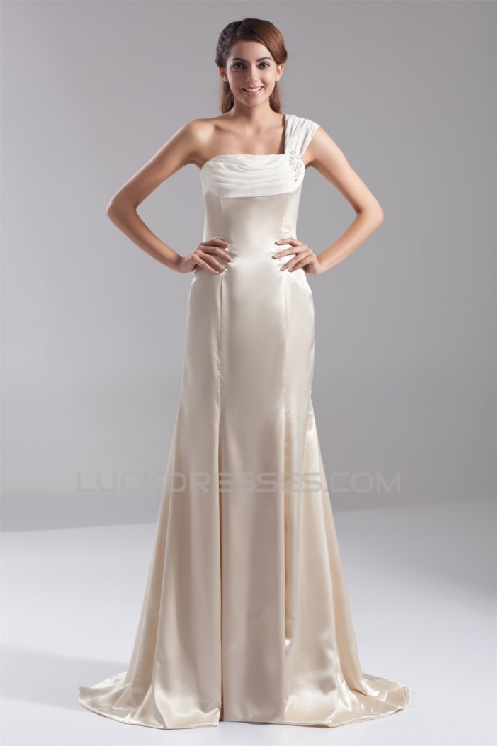 Unique Design One-Shoulder Sleeveless Mermaid/Trumpet Wedding Dresses 2031409