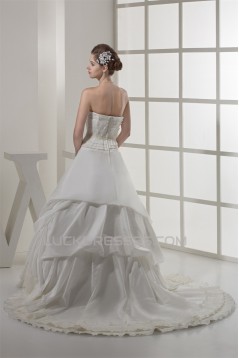 Fantastic Sleeveless A-Line Satin Taffeta Sweetheart Wedding Dresses 2030142