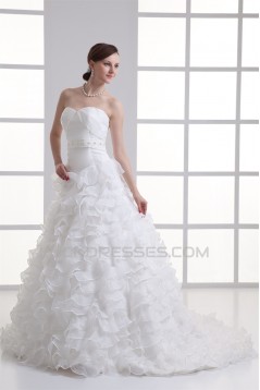 Wonderful Ball Gown Satin Organza Sleeveless Sweetheart Wedding Dresses 2031426