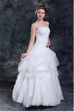 Wonderful Ball Gown Strapless Satin Organza Sleeveless Wedding Dresses 2031427