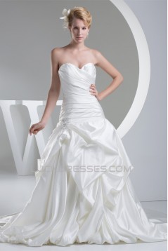 Fantastic Sleeveless Satin A-Line Sweetheart Wedding Dresses 2030143