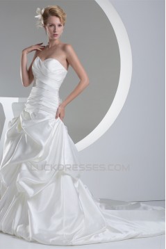 Fantastic Sleeveless Satin A-Line Sweetheart Wedding Dresses 2030143