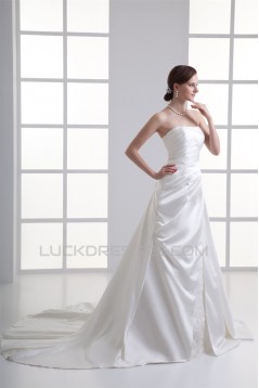 Wonderful Sleeveless Satin Soft Sweetheart A-Line Wedding Dresses 2031430