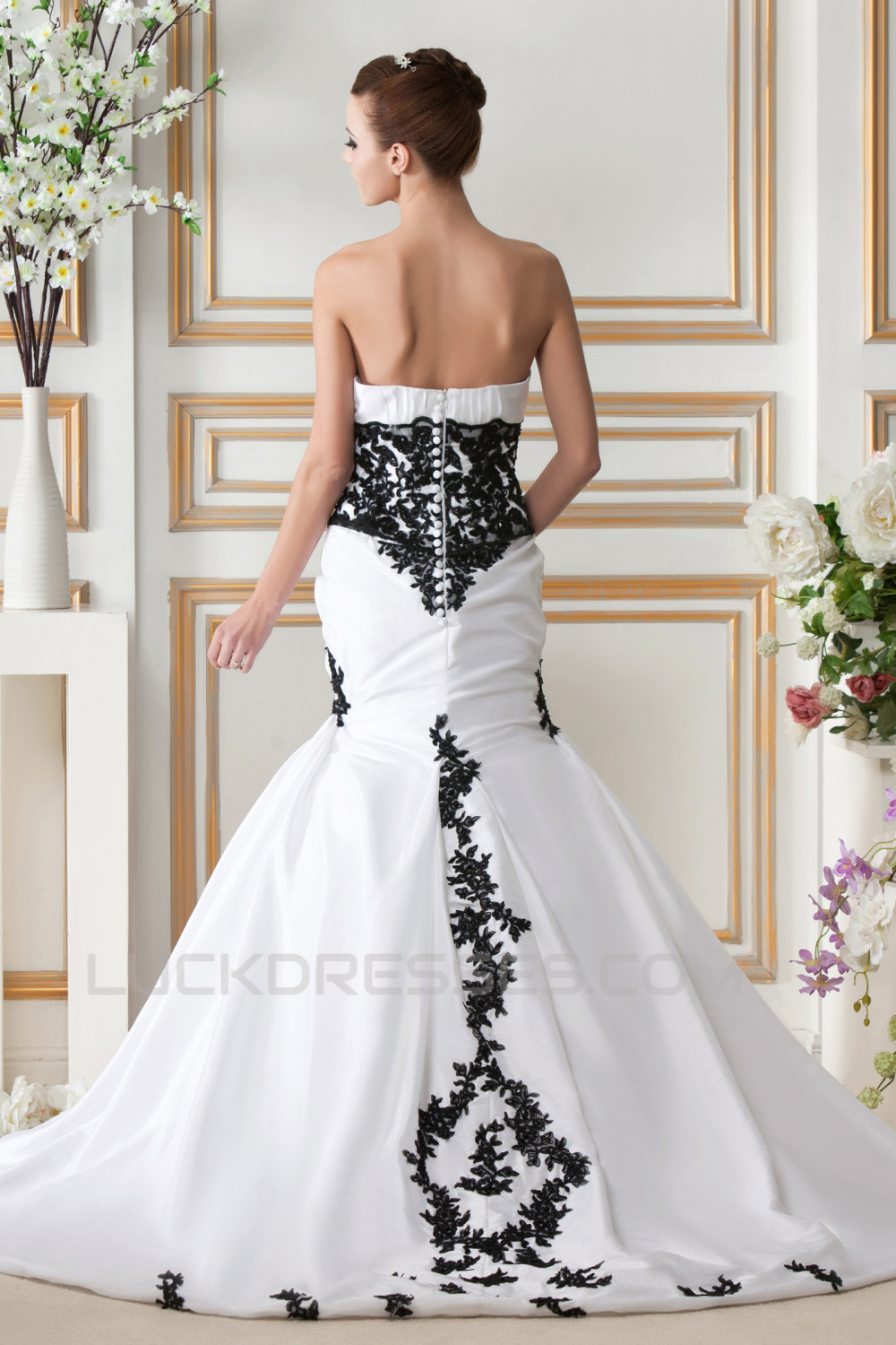 Mermaid Black And White Wedding Dresses / 2020 Modest Black And White ...