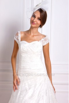 A-Line Off-the-Shoulder Court Train Lace Wedding Dresses 2031469