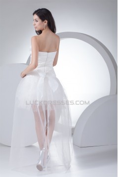 Asymmetrical Sleeveless A-Line Strapless Lace Tulle Reception Wedding Dresses 2031479