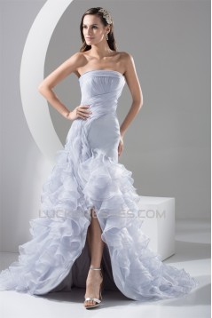 fashionable Organza Silk like Satin Strapless Princess Wedding Dresses 2030148