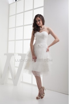 Satin Fine Netting Sleeveless A-Line Sweetheart Wedding Dresses 2031497