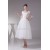 Satin Lace Fine Netting Scoop A-Line 3/4 Length Sleeve Little White Wedding Dresses 2031498