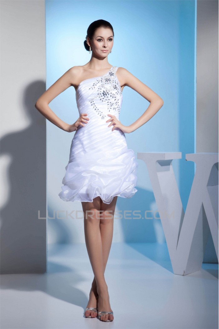 Sheath/Column One-Shoulder Beaded Reception Wedding Dresses 2031504