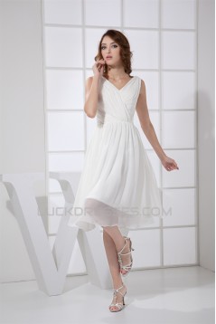 A-Line V-Neck Sleeveless Chiffon Reception Wedding Dresses 2031506