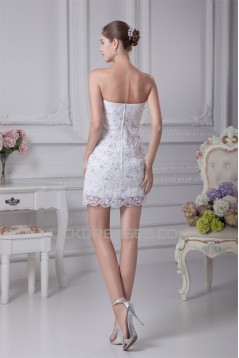 Sleeveless Strapless Sheath/Column Satin Organza Beaded Lace Wedding Dresses 2031510