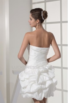 Sweetheart Ball Gown Satin Taffeta Short Beaded Reception Wedding Dresses 2031513