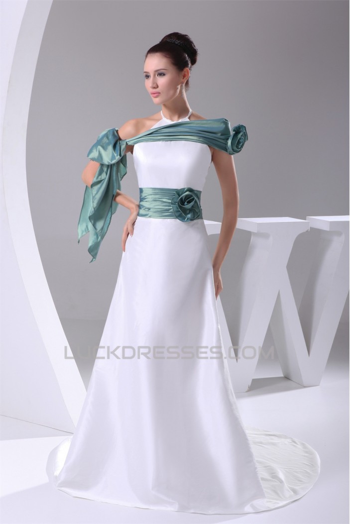 A-Line Sleeveless Halter Taffeta New Arrival Wedding Dresses 2030153
