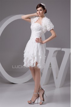 A-Line Strapless Chiffon Lace Beautiful Wedding Dresses with Jacket 2031530