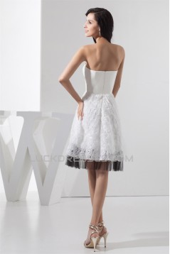 Strapless Sleeveless Knee-Length A-Line Reception Wedding Dresses 2031532