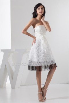 Strapless Sleeveless Knee-Length A-Line Reception Wedding Dresses 2031532