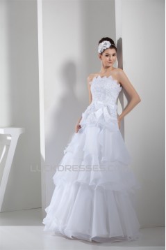 Sleeveless Satin Lace Organza Strapless Wedding Dresses 2030154