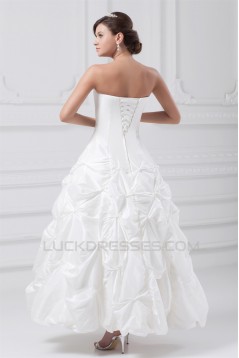A-Line Strapless Taffeta Sleeveless Beaded Wedding Dresses 2031543