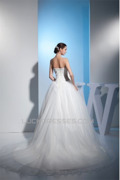 A-Line Beaded Lace Strapless Wedding Dresses 2030156