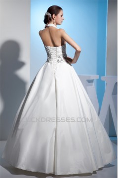A-Line Halter Sleeveless Satin Taffeta Wedding Dresses 2030160
