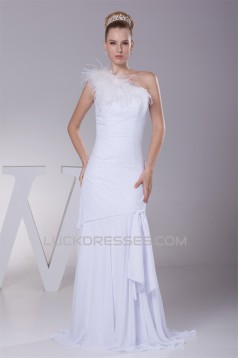 Great Sheath/Column Chiffon One-Shoulder Wedding Dresses 2030164