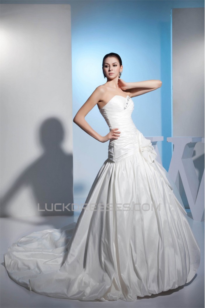 Great Sweetheart Satin Taffeta Netting A-Line Best Wedding Dresses 2030167