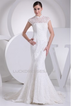 Trumpet/Mermaid High-Neck Sleeveless Lace Wedding Dresses 2030177