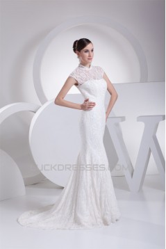 Trumpet/Mermaid High-Neck Sleeveless Lace Wedding Dresses 2030177