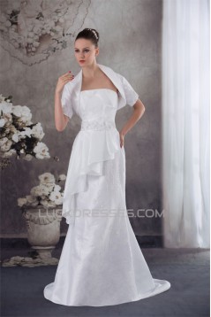Trumpet/Mermaid Taffeta Lace Strapless Beaded Wedding Dresses 2030185