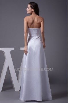 A-Line Strapless Lace Satin Wedding Dresses 2030187