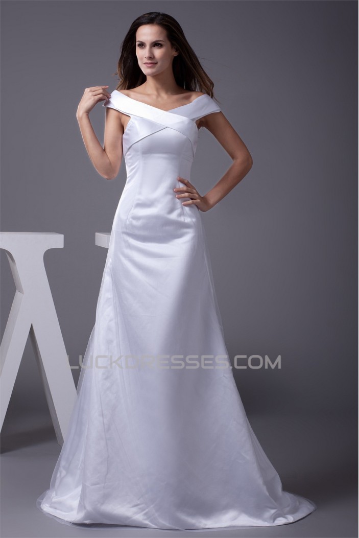 Latest Design A-Line Satin Fine Netting Wedding Dresses 2030191