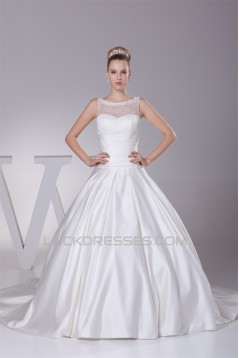Ball Gown Satin Lace Sleeveless Strapless Wedding Dresses 2030195