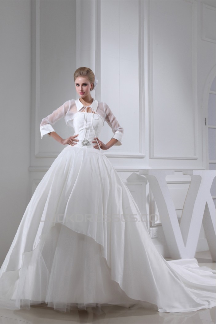 Ball Gown Long Sleeve High-Neck Chapel Train Wedding Dresses 2030200