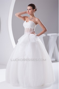 Ball Beaded Lace Strapless Satin Fine Netting Wedding Dresses 2030223