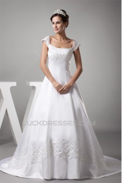 A-Line Cap Sleeve Beaded Lace Sweet Wedding Dresses 2030229