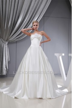 A-Line Sleeveless Strapless Satin Wedding Dresses 2030232