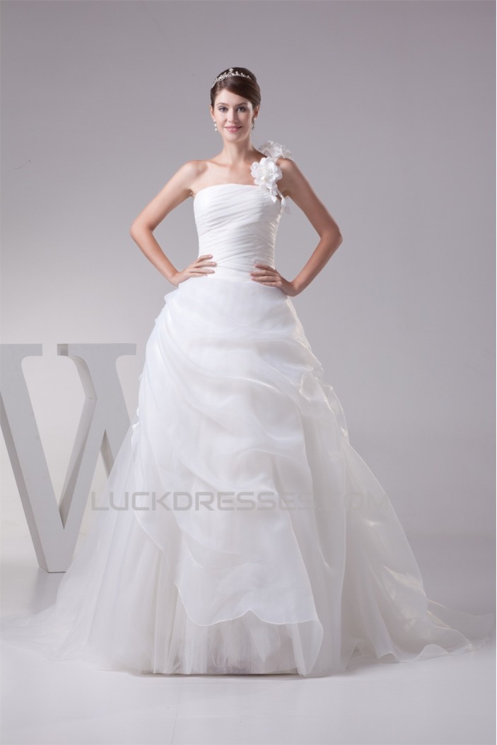 Ball Gown One-Shoulder Sleeveless Sweet Wedding Dresses 2030238