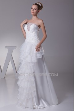 Sheath/Column One-Shoulder Lace Organza Wedding Dresses 2030241